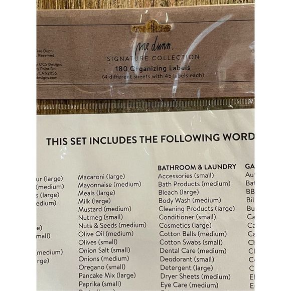 RAE DUNN 180 Organizing Labels
Kitchen • Bathroom • Laundry • Garage • Generic - Picture 7 of 11